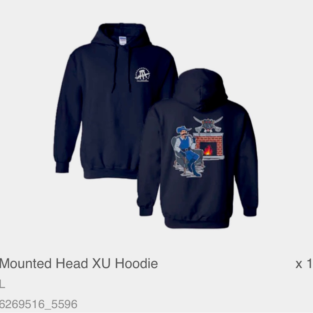 Barstool sports Xavier Univeristy mounted head sweatshirt, new, never worn! SFPF